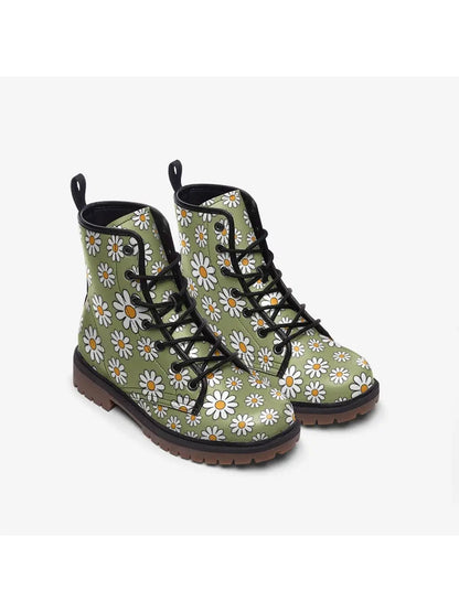 Daisy Sage Green Handcrafted Combat Boots