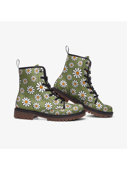 Daisy Sage Green Handcrafted Combat Boots