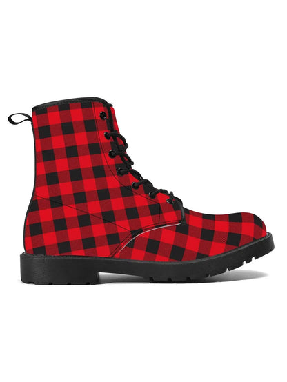 Plaid Print Handcrafted Combat Boots