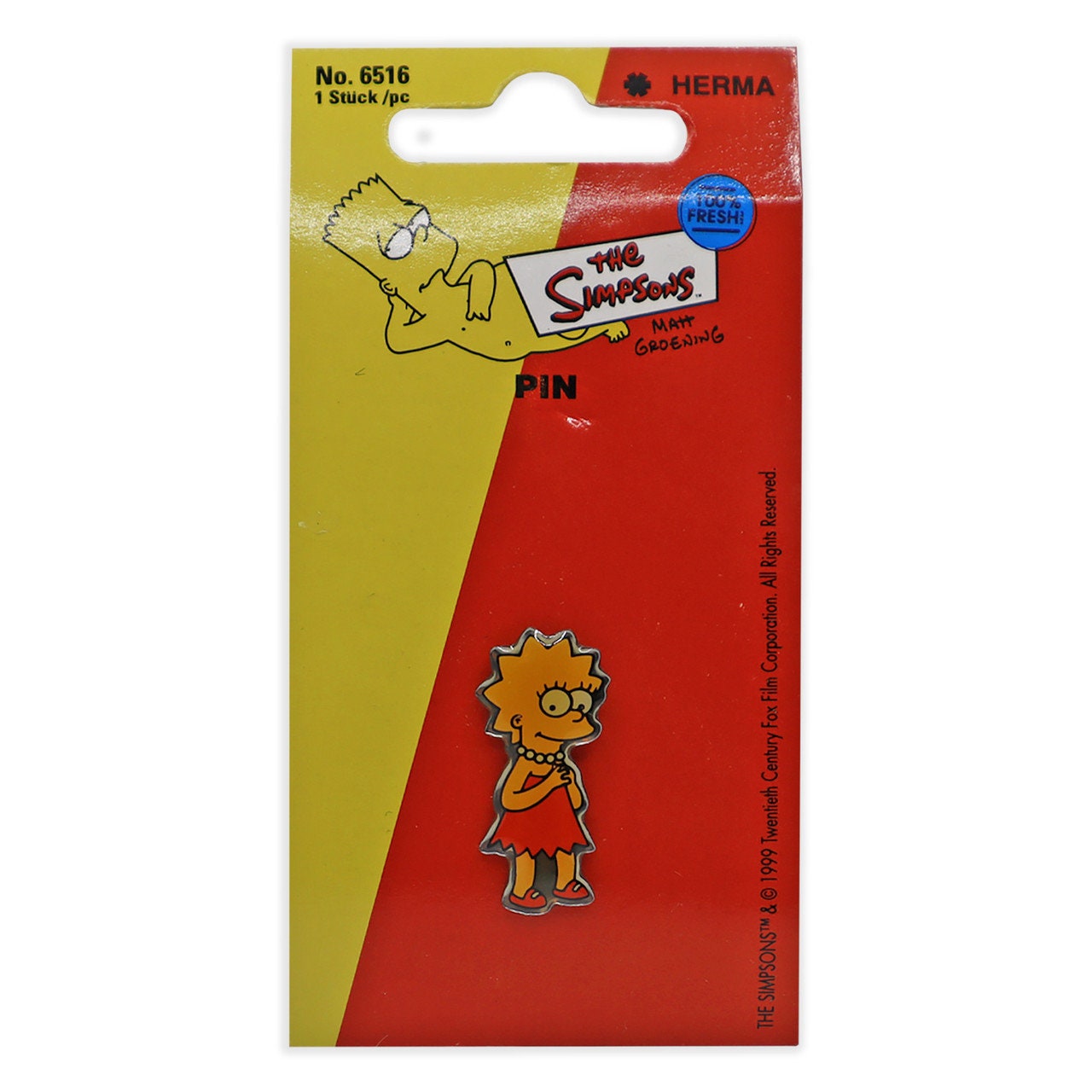 The Simpsons Vintage Rare Collectable Lisa Pin - 1999